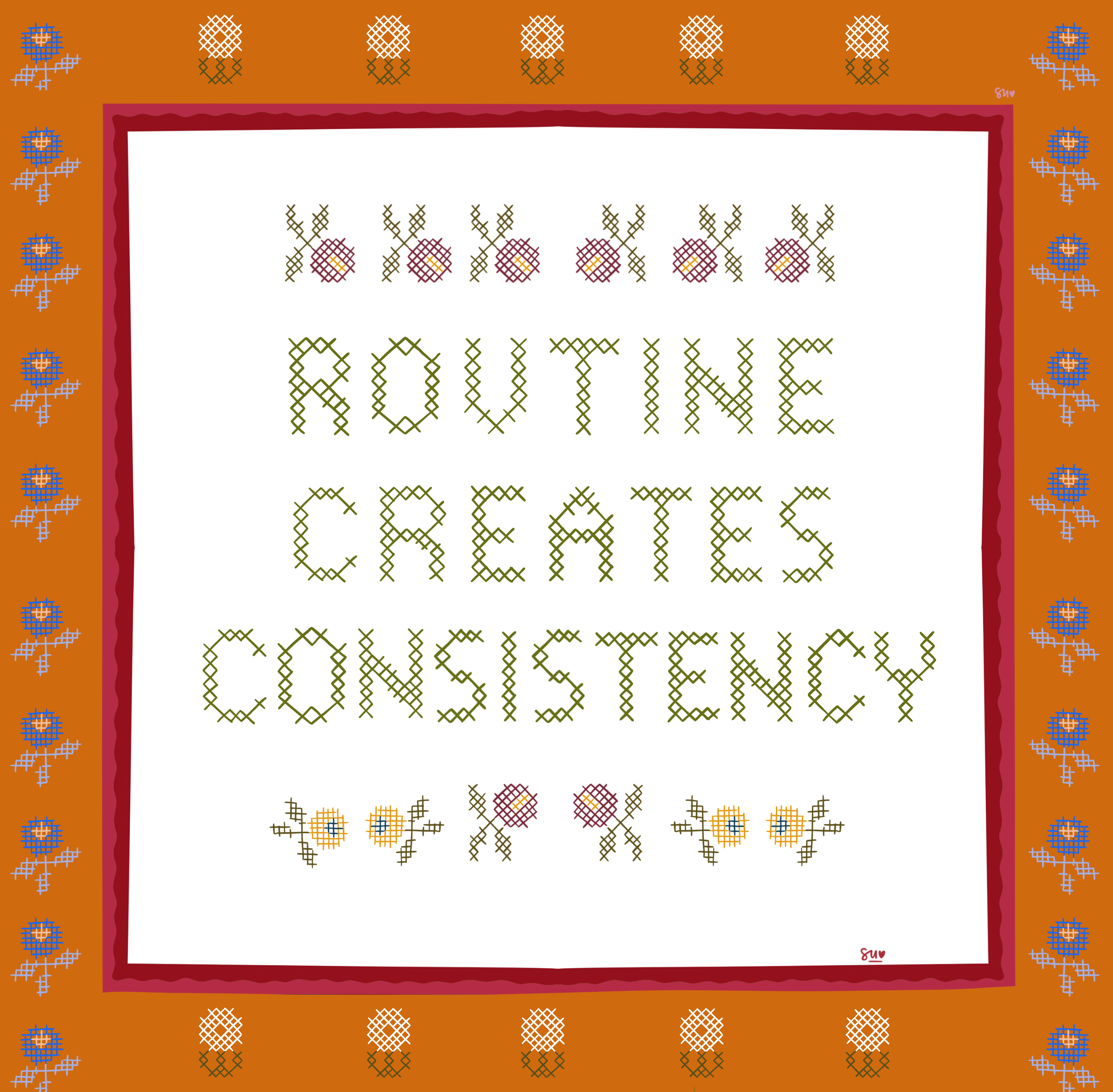Wall Art - Routine- Cross Stitch